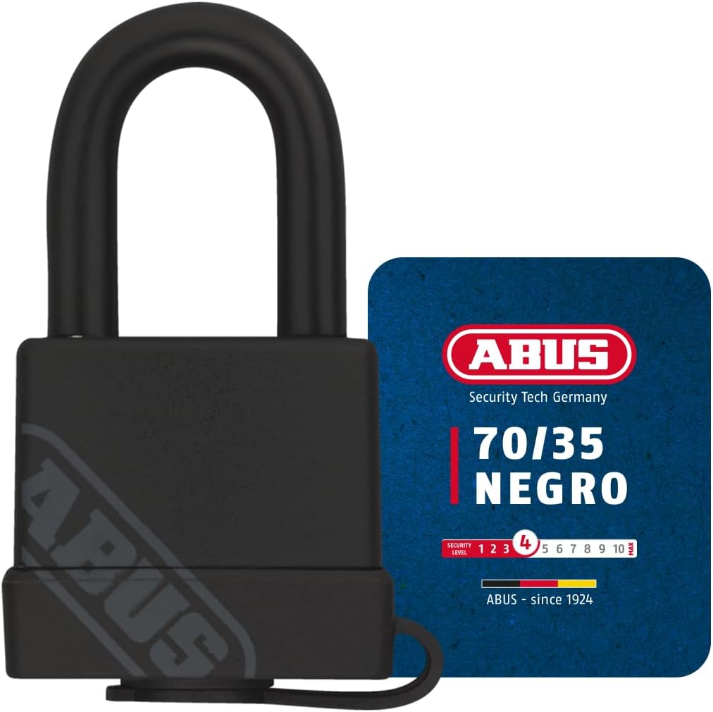 Fotografía técnica oficial de ABUS Candado de Latón 70/35 - Resistente a la Intemperie, Nivel 4 - Vista frontal con fondo blanco