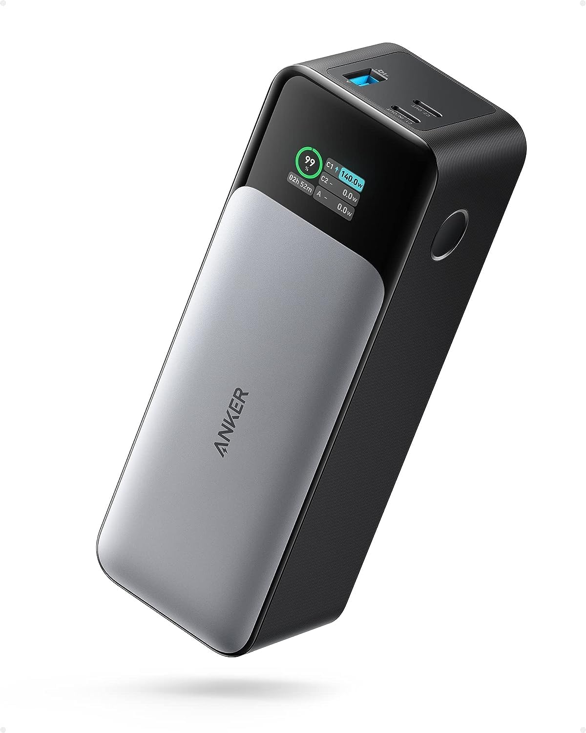 Ver especificaciones técnicas y precio actualizado de Anker 737 Power Bank (PowerCore 24K) Batería de 24.000mAh con Carga Rápida de 140W y Pantalla Fotografía técnica oficial de Anker 737 Power Bank (PowerCore 24K) Batería de 24.000mAh con Carga Rápida de 140W y Pantalla - Vista frontal con fondo blanco