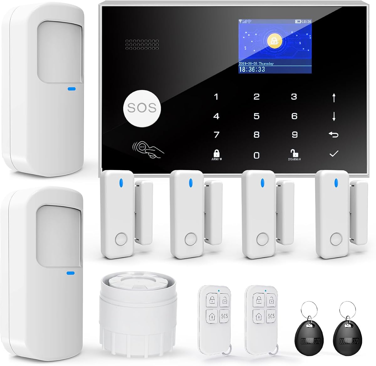 Ver especificaciones técnicas y precio actualizado de Sistemas de Alarma para el Hogar, Sistema de Seguridad Inalámbrico WiFi/gsm SMS Fotografía técnica oficial de Sistemas de Alarma para el Hogar, Sistema de Seguridad Inalámbrico WiFi/gsm SMS - Vista frontal con fondo blanco
