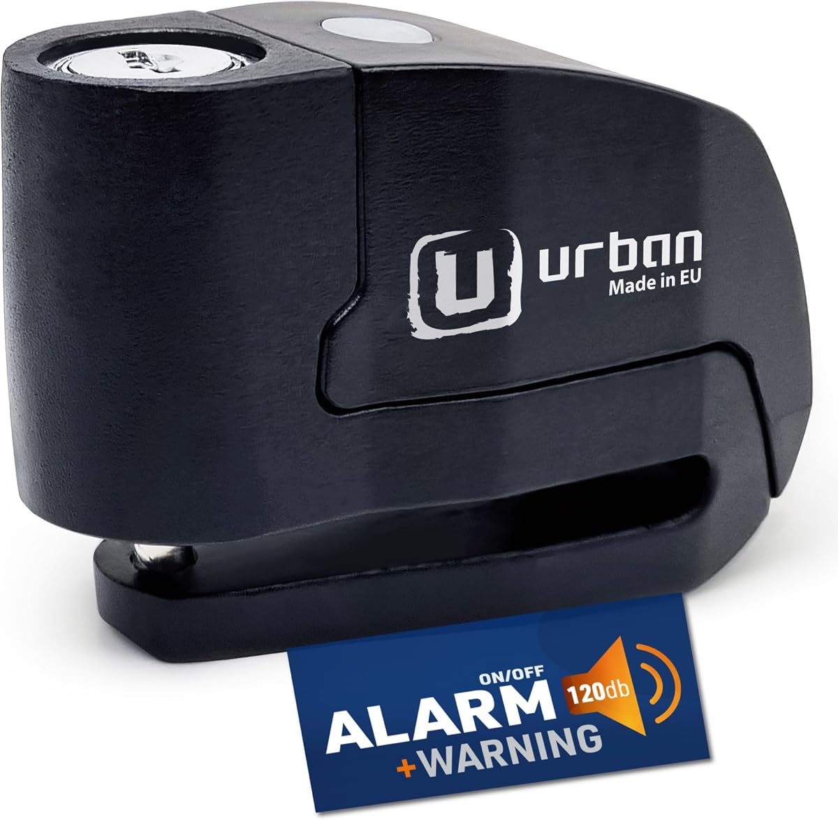 Ver especificaciones técnicas y precio actualizado de URBAN UR6 Candado Moto con Alarma Inteligente | Antirrobo Disco Más Eficaz Fotografía técnica oficial de URBAN UR6 Candado Moto con Alarma Inteligente | Antirrobo Disco Más Eficaz - Vista frontal con fondo blanco