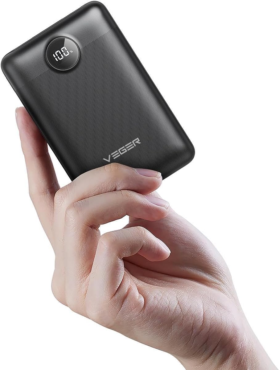 Fotografía técnica oficial de VEGER 20000mAh Batería Externa Power Bank, Carga Rápida 22.5W QC3.0, | USB-C Entrada - Vista frontal con fondo blanco