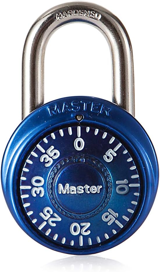 Fotografía técnica oficial de Master lock 1533 Candado de Combinación de Acero Inoxidable, Multicolor, 5,7 cm x - Vista frontal con fondo blanco
