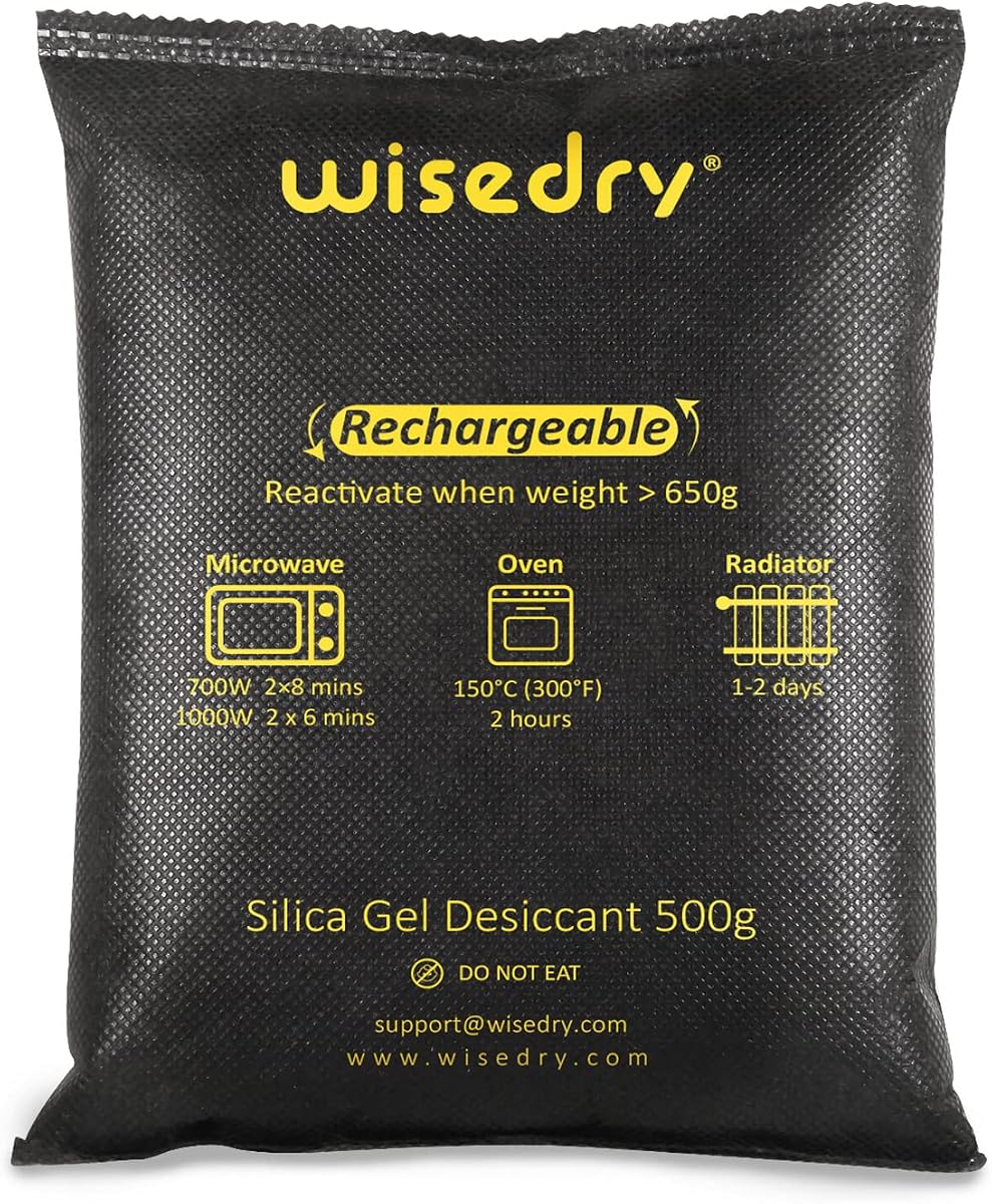 Ver especificaciones técnicas y precio actualizado de wisedry Paquetes de gel de sílice para deshumidificador, reutilizable, 1 kg bolsas desecantes Fotografía técnica oficial de wisedry Paquetes de gel de sílice para deshumidificador, reutilizable, 1 kg bolsas desecantes - Vista frontal con fondo blanco
