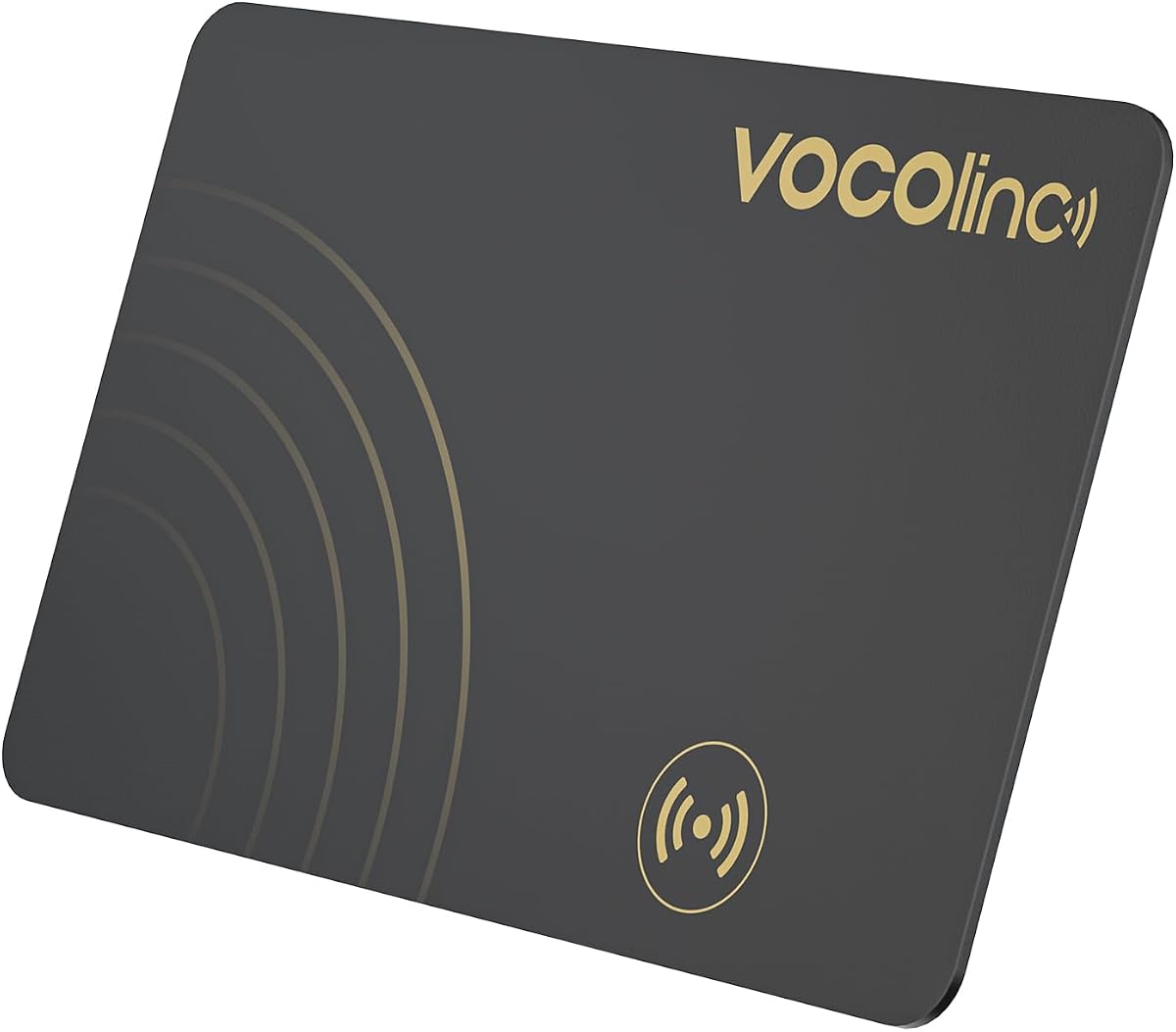 Fotografía técnica oficial de VOCOlinc Air Tag Card Ultra Fin 1.6mm, Wallet Tracker Localizador Compatible con Apple - Vista frontal con fondo blanco