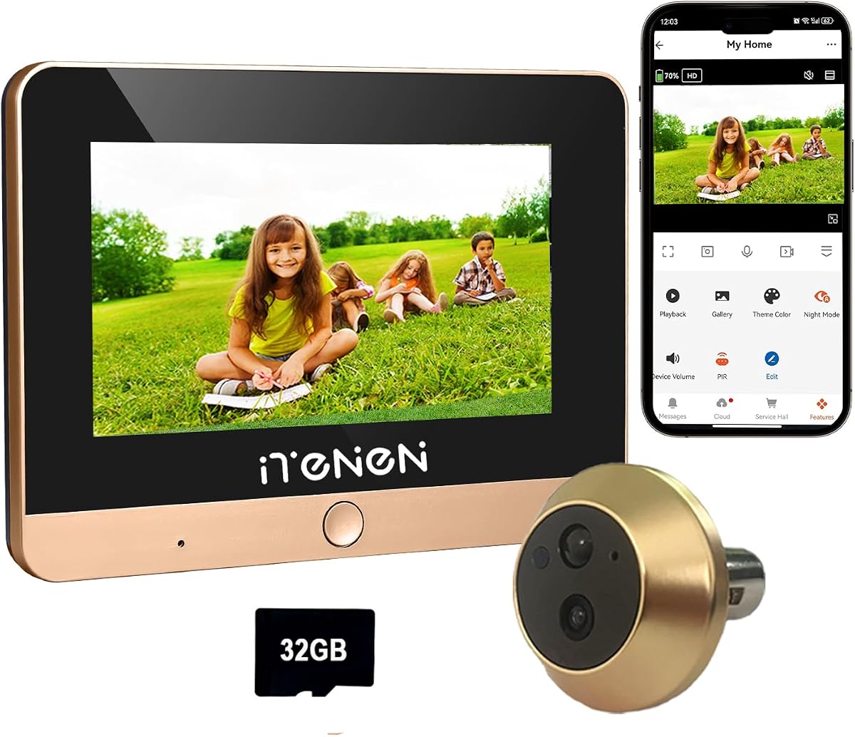 Ver especificaciones técnicas y precio actualizado de 6DG3 Mirilla Digital de Puerta WiFi 2K Tarjeta de Memoria de 32 GB Fotografía técnica oficial de 6DG3 Mirilla Digital de Puerta WiFi 2K Tarjeta de Memoria de 32 GB - Vista frontal con fondo blanco