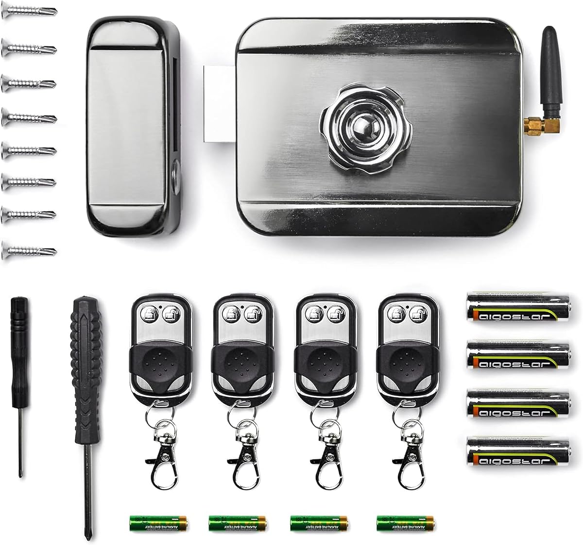 Ver especificaciones técnicas y precio actualizado de All Home Basics Cerradura Invisible de seguridad con control remoto - para puerta Fotografía técnica oficial de All Home Basics Cerradura Invisible de seguridad con control remoto - para puerta - Vista frontal con fondo blanco