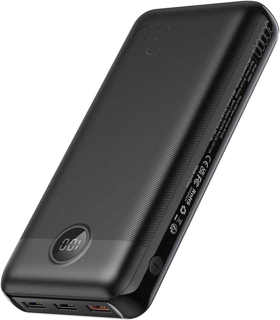 Ver especificaciones técnicas y precio actualizado de VEGER Batería Externa Carga Rápida 30000mAh, Power Bank 20W | con 4 Salidas Fotografía técnica oficial de VEGER Batería Externa Carga Rápida 30000mAh, Power Bank 20W | con 4 Salidas - Vista frontal con fondo blanco