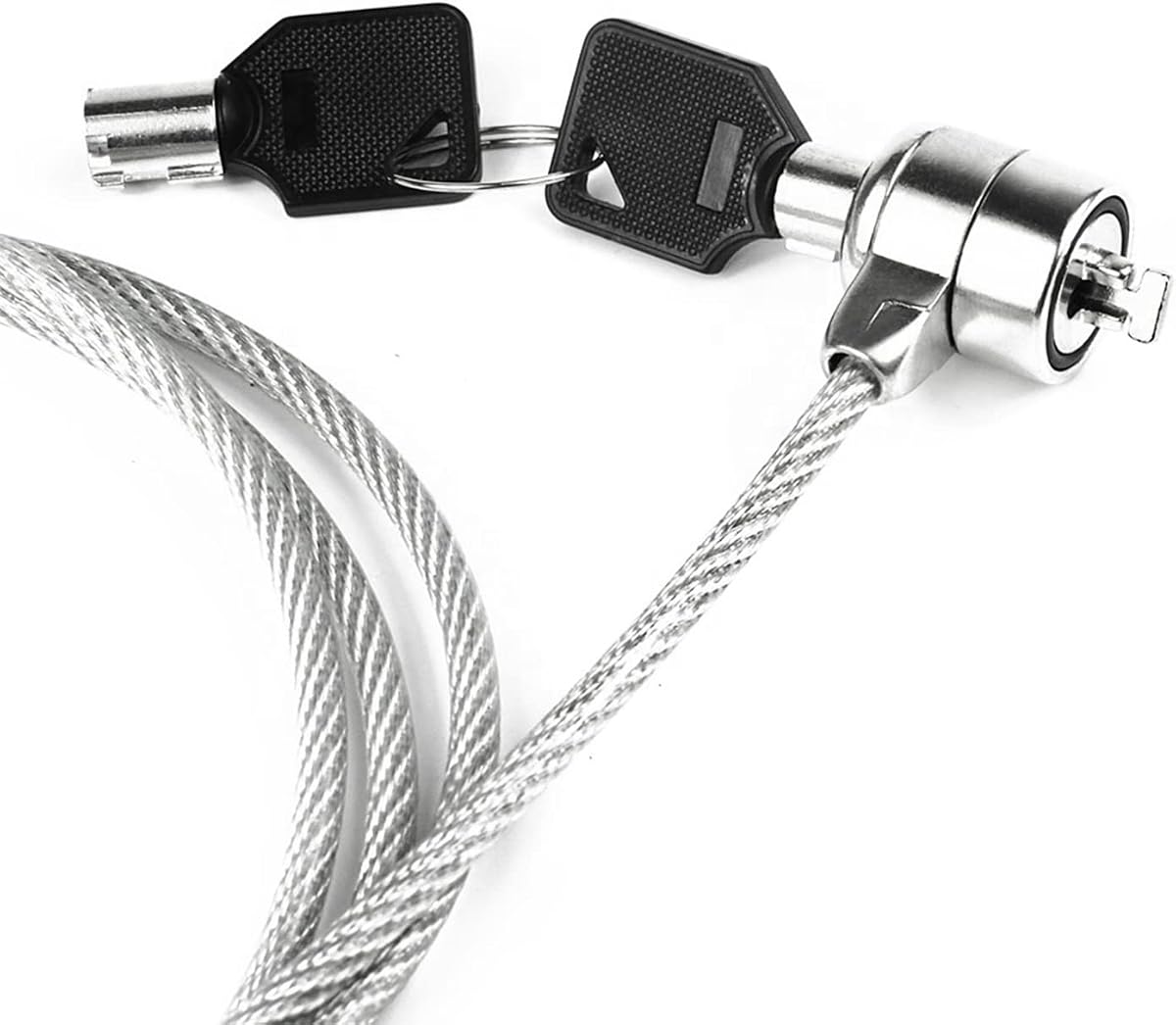 Ver especificaciones técnicas y precio actualizado de Cable de Seguridad antirrobo de Acero de 110 cm para portátil con candado Fotografía técnica oficial de Cable de Seguridad antirrobo de Acero de 110 cm para portátil con candado - Vista frontal con fondo blanco