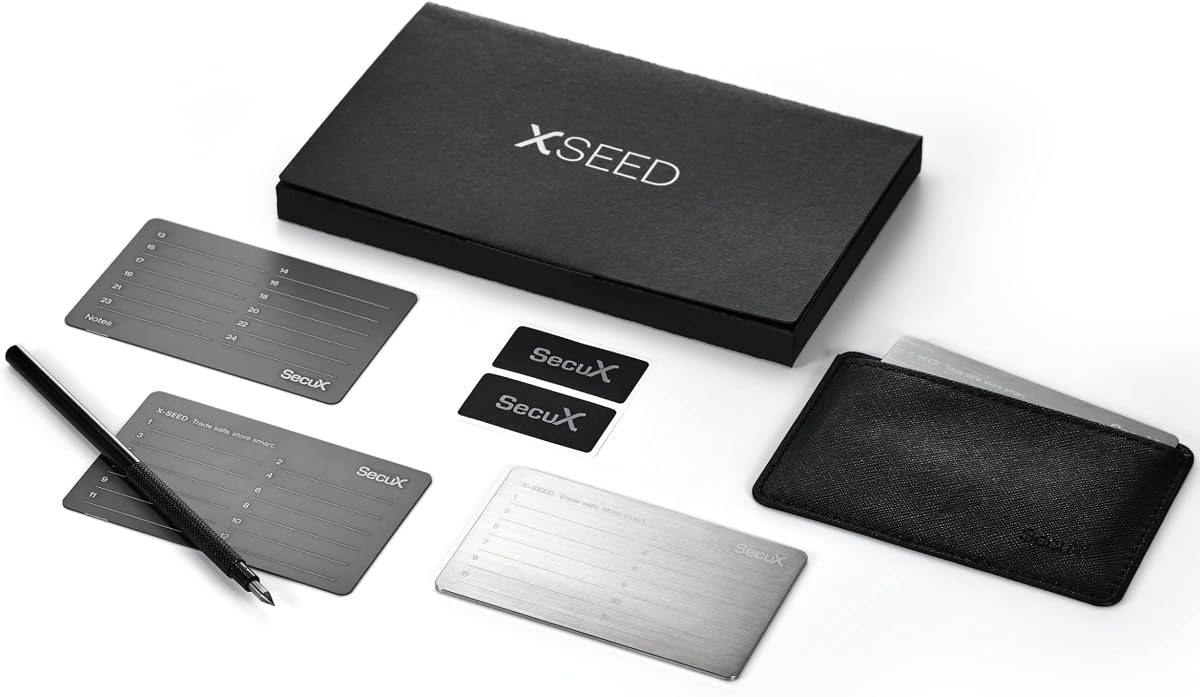 Ver especificaciones técnicas y precio actualizado de SecuX – XSEED - Secure Bitcoin Wallet Crypto Seed Storage Steel Plate Fotografía técnica oficial de SecuX – XSEED - Secure Bitcoin Wallet Crypto Seed Storage Steel Plate - Vista frontal con fondo blanco
