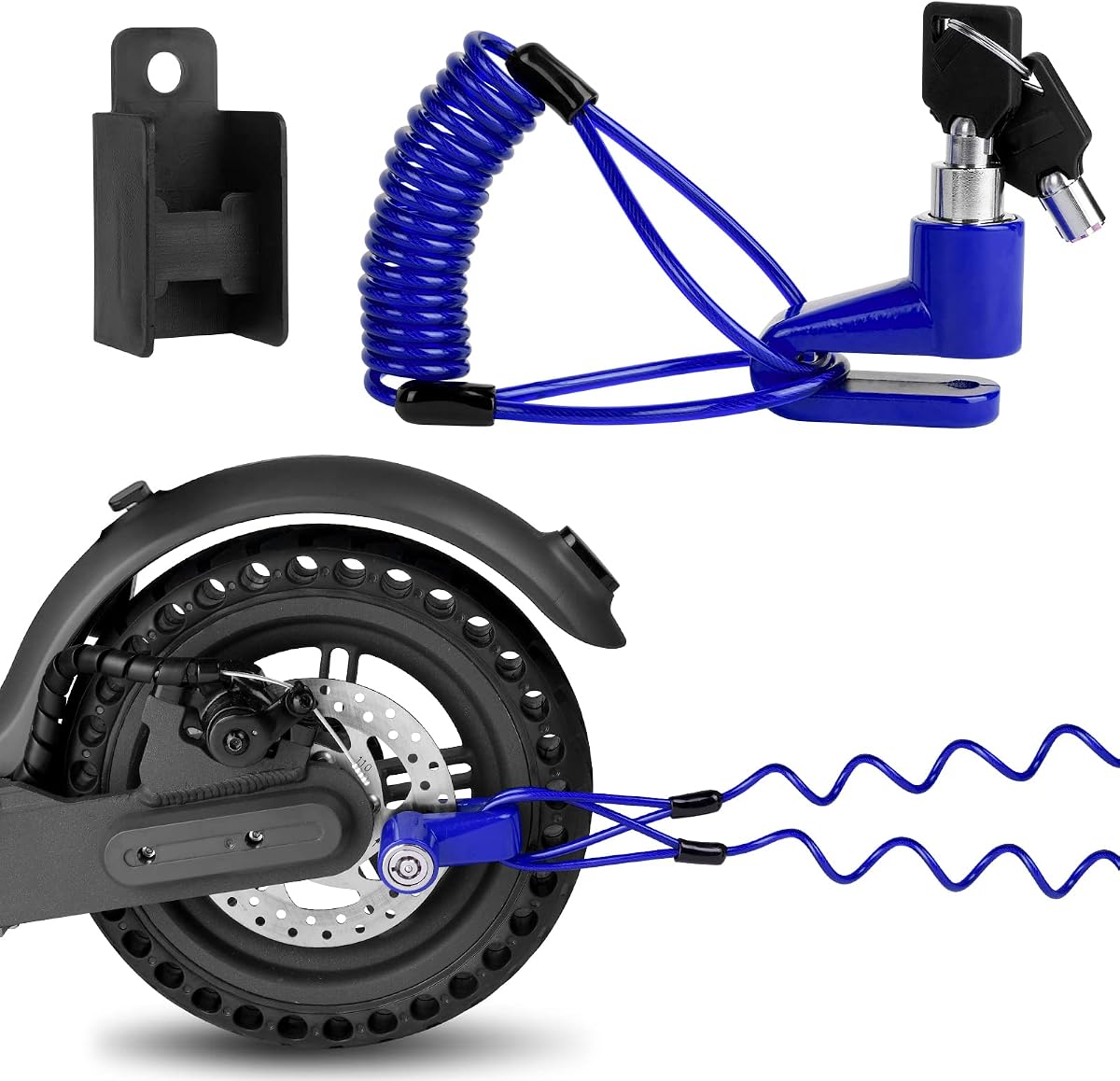 Fotografía técnica oficial de Master Lock 8290EURD Street Cuff - Candado Antirrobo de Esposas para Patinete Eléctrico - Vista frontal con fondo blanco