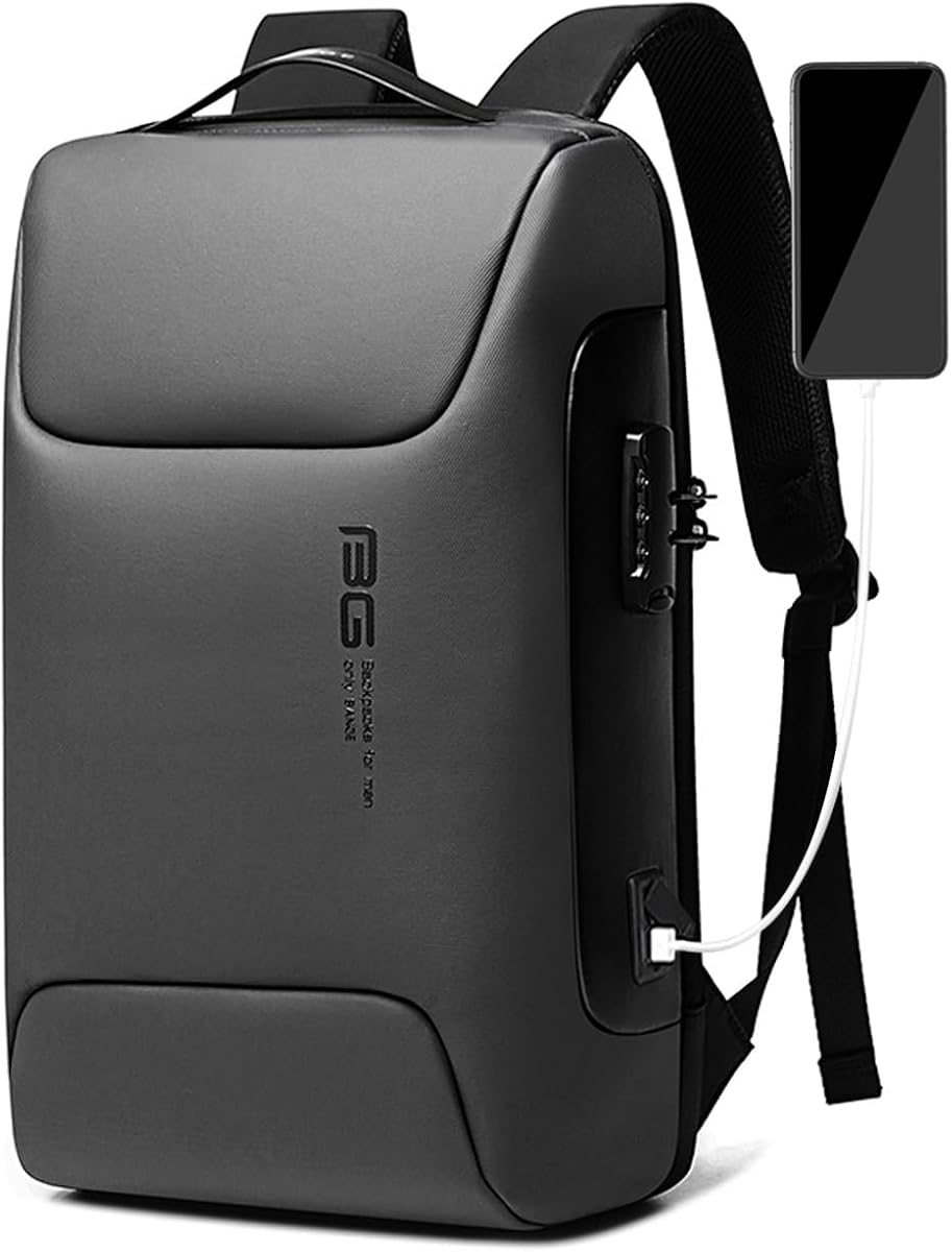 Fotografía técnica oficial de FANDARE 2026 Nueva mochila antirrobo portátil de 15.6 pulgadas con USB hombre mujer - Vista frontal con fondo blanco