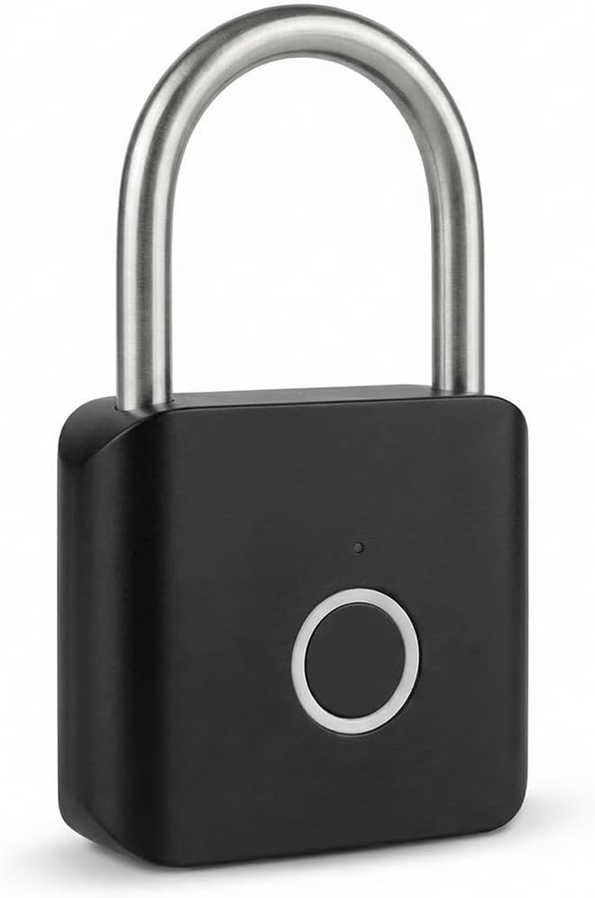 Ver especificaciones técnicas y precio actualizado de Candado con Huella Digital IP56, Candado Inteligente Recargable USB-C Sin Llaves 30 Huellas,Antirobo Fotografía técnica oficial de Candado con Huella Digital IP56, Candado Inteligente Recargable USB-C Sin Llaves 30 Huellas,Antirobo - Vista frontal con fondo blanco