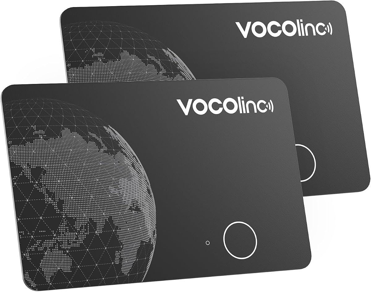 Ver especificaciones técnicas y precio actualizado de VOCOlinc Android Air Tag Card 2 Pack, Recargable Wallet Tracker Tarjeta 1.6mm Compatible Fotografía técnica oficial de VOCOlinc Android Air Tag Card 2 Pack, Recargable Wallet Tracker Tarjeta 1.6mm Compatible - Vista frontal con fondo blanco