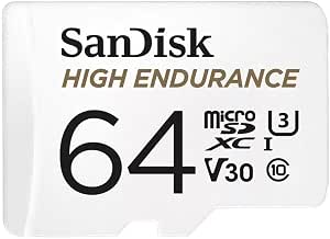 Ver especificaciones técnicas y precio actualizado de SanDisk High Endurance 64GB Tarjeta MicroSD Video Monitoring para Mirillas y Cámaras Fotografía técnica oficial de SanDisk High Endurance 64GB Tarjeta MicroSD Video Monitoring para Mirillas y Cámaras - Vista frontal con fondo blanco