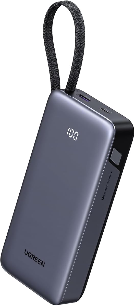 Fotografía técnica oficial de UGREEN Nexode 45W Power Bank 20000mAh Batería Externa Portátil Carga Rápida | 3 - Vista frontal con fondo blanco