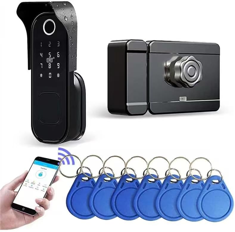 Ver especificaciones técnicas y precio actualizado de cerradura inteligente huella puerta principal, control TTLock App | Cerradura Bluetooth 6 Fotografía técnica oficial de cerradura inteligente huella puerta principal, control TTLock App | Cerradura Bluetooth 6 - Vista frontal con fondo blanco