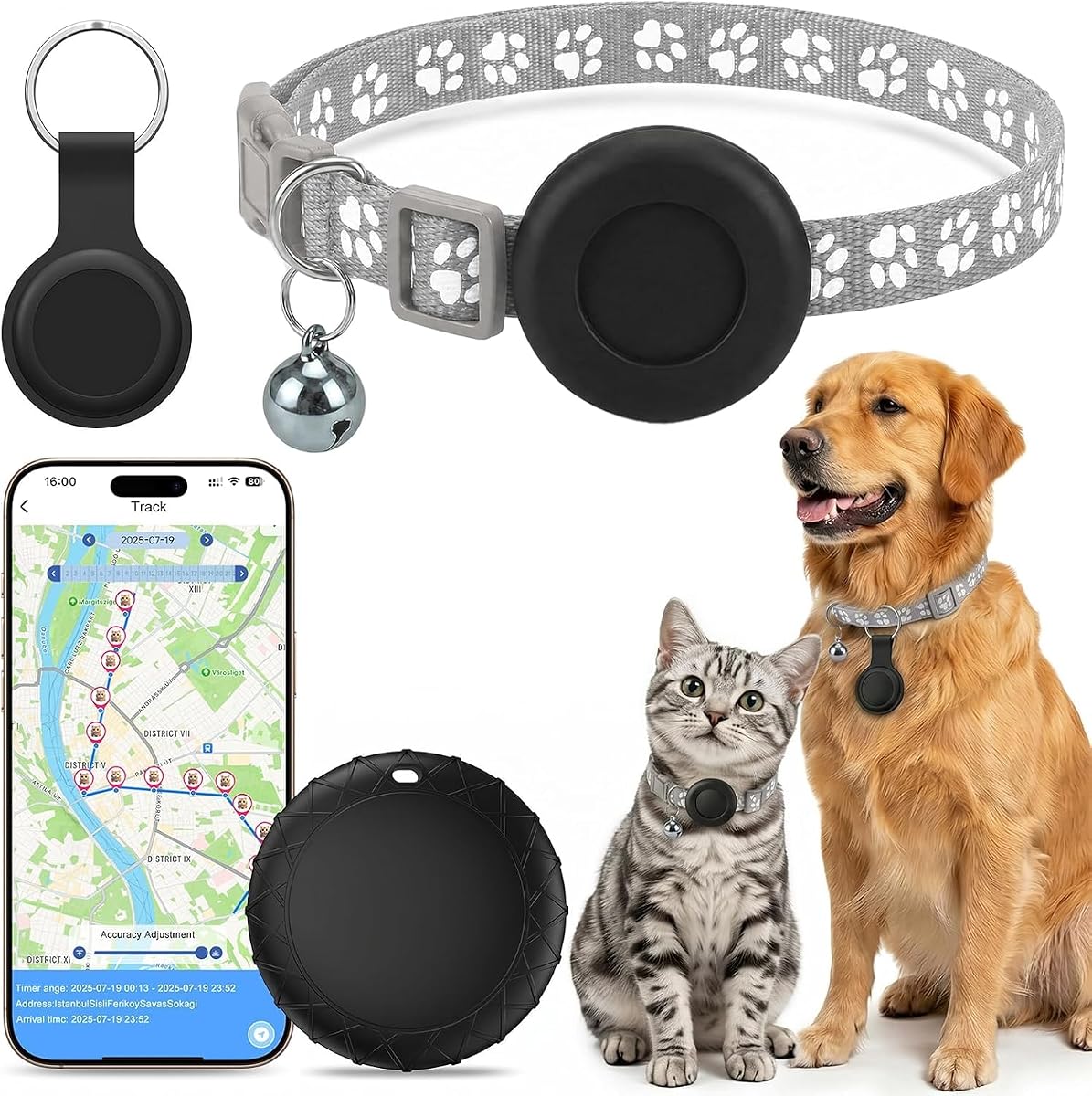 Ver especificaciones técnicas y precio actualizado de GPS Gatos Localizador GPS Perros, Compatible con Sistemas iOS y Android, Posicionamiento Global Fotografía técnica oficial de GPS Gatos Localizador GPS Perros, Compatible con Sistemas iOS y Android, Posicionamiento Global - Vista frontal con fondo blanco